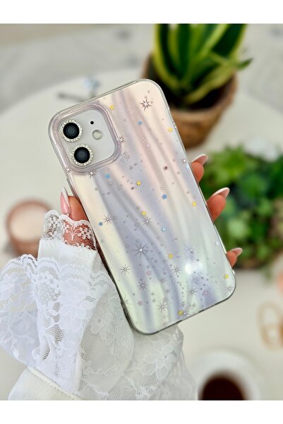 Go Aksesuar iPhone 12 and 12 Pro Compatible Color Changing Shine Star Design Case
