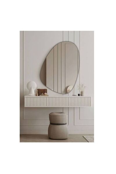 Muummirror 110 cm Asimetrik Duvar Dekorasyon Aynası - Konsol Üstü Salon Dekor...