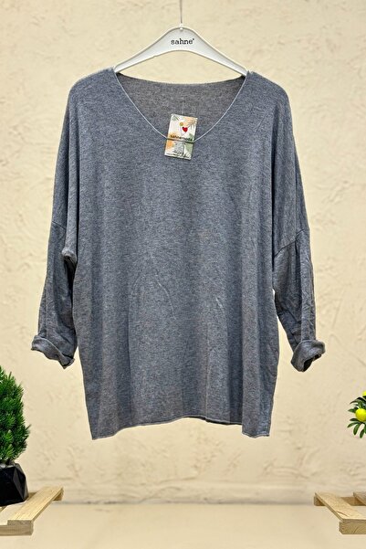 sahnemoda V-Neck Long Sleeve Imported Soft Blouse