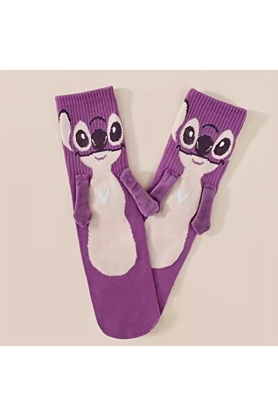BABUN 1 Çift Mıknatıslı El Ele Tutuşan Stitch Çorap Eğlenceli Komik Sevimli K...