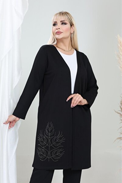 sinemisxxl Steel Fabric Stone Detailed Long Coat