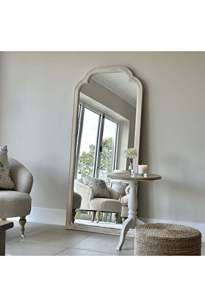 Muummirror 170x75 cm Rustik Beyaz Boy Aynası - El İşçiliği Özel Tasarım Boy A...