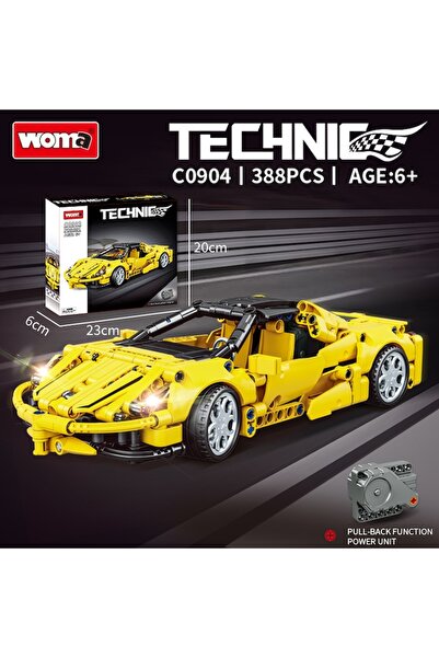 WOMA educational construction set, 391 pieces, car model, yellow