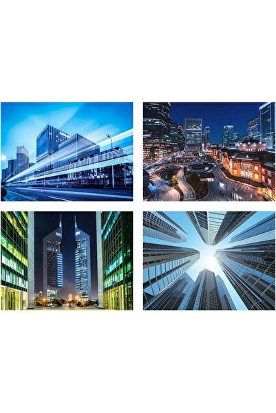 Sasb لوحة فنية جدارية متعددة الألوان من 4 قطع، 40 × 30 سم