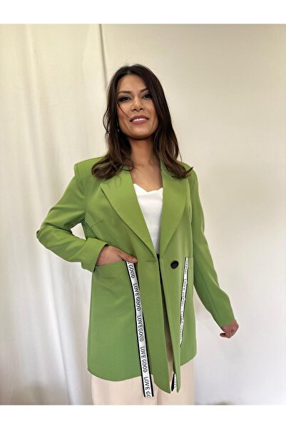 Excup Kadın Cepli Şerit Detaylı Oversize Ceket