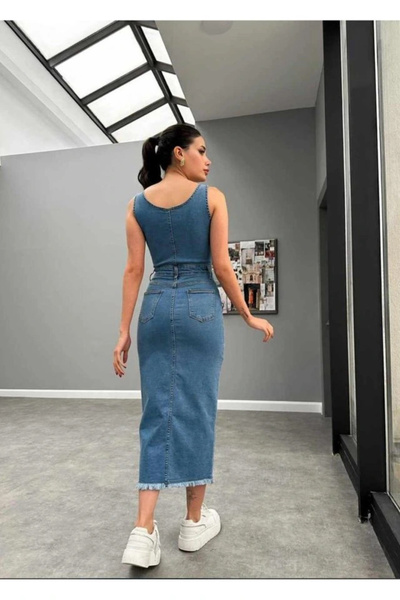 GENCULUS Avi Ikralı Denim Gilet Dress