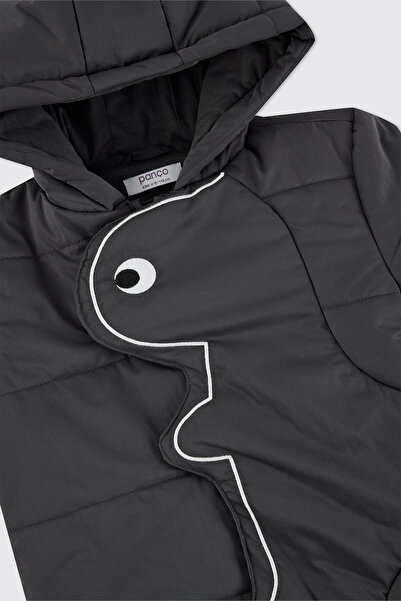 Panço Baby Boy Dinosaur Anthracite Coat