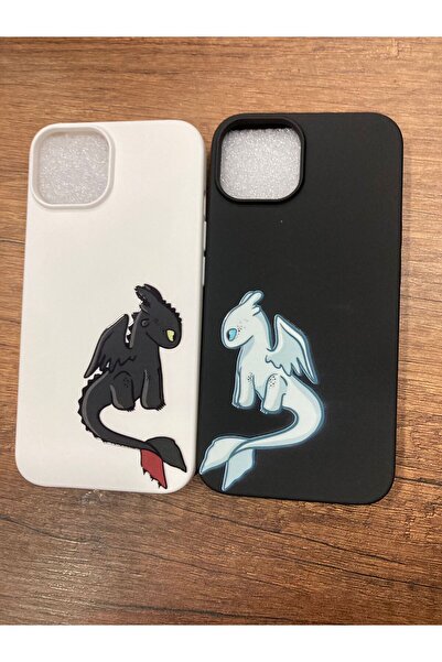 Newon حافظة مزدوجة مطبوعة عليها تنين بدون أسنان لهاتف آيفون 13/14 (حافظتان)