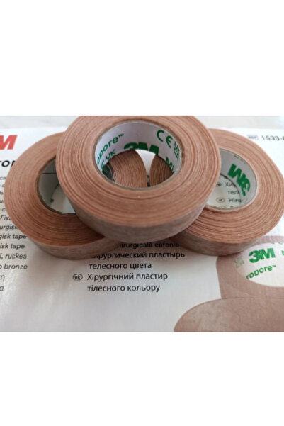 3MB 3M 3 قطع 3M Micropore - ورق أصفر، ضمادة جراحية مدعومة، شريط تجميل الأنف 1.25 سم × 9.1 م