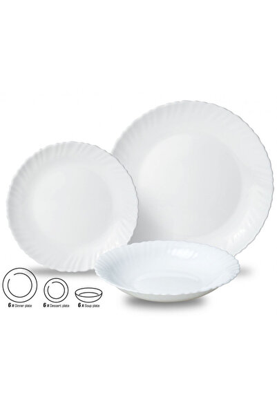 Kinghoff KH 1875 Dinner Set, 18 Pieces, For 6 People, Porcelain, Dishwasher Safe, White