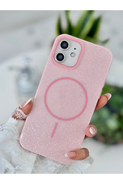 Go Aksesuar Iphone 12 ve 12 Pro Uyumlu Glitter Magsafe Özellikli Işltılı Siml...
