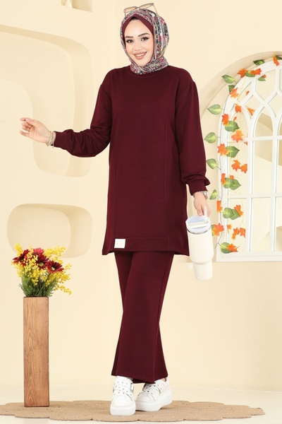 ModaMerve Arma Detaylı Spor Takım 2758AYD574-MS Bordo