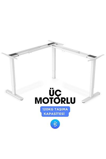 Vesamax Yüksekliği Ayarlanabilir (L Şekli) Çalışma masası 3 Motorlu Tablasız ...