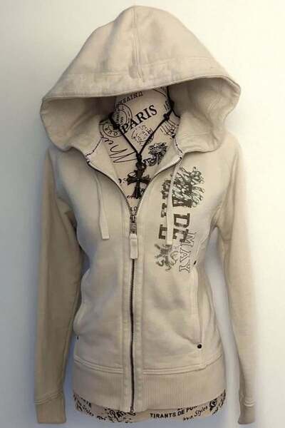 Karakedi سترة قصيرة بطبعة كاب على الطراز العتيق مع سحاب ولون إكرو