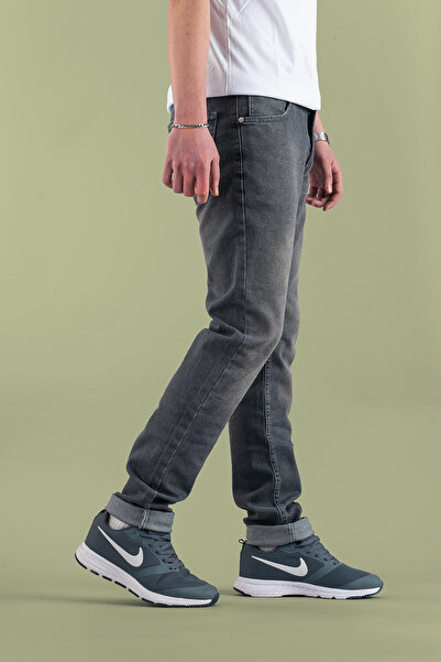 bombe Men's Slim Fit Lycra Nails Jeans Trousers Smoked