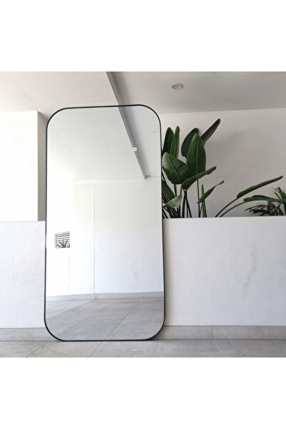 Muummirror 200x120 cm Büyük Boy Ayna - Dekoratif Sade Dev Boy Aynası - Siyah