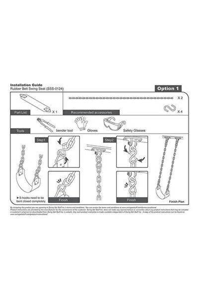 Fitness World Children's swing with metal hooks, 62 x 15 cm