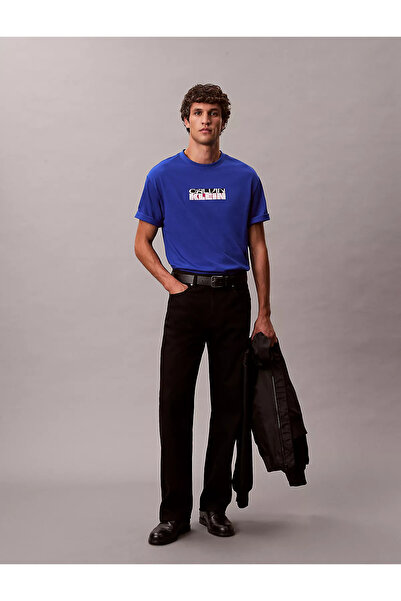 Calvin Klein Men's Cotton Crew Neck Short Sleeve Blue T-Shirt Lv04Rd808G-C65