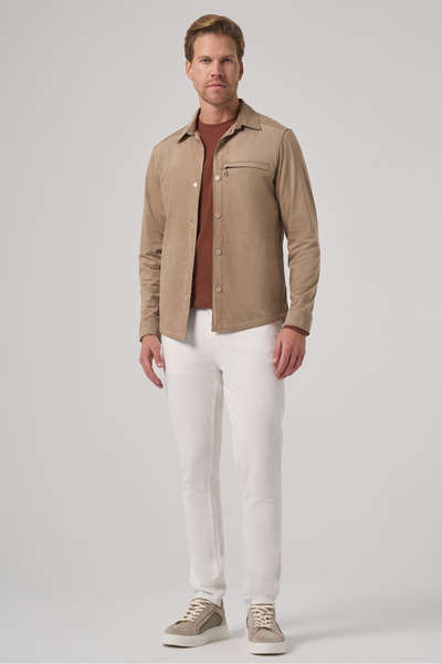 Morven Men's Mink Polyester Trend Plain Dynamic Fit Berber Collar Shirt Jacket