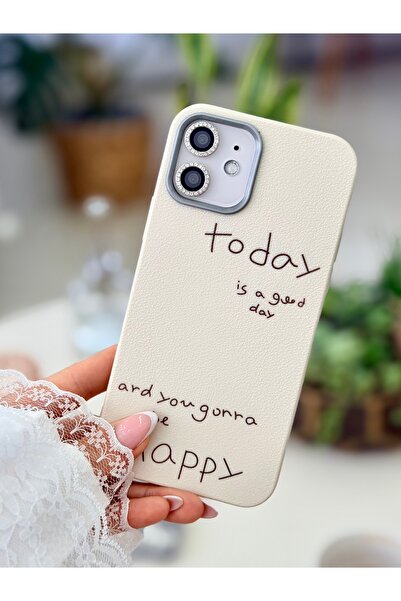 Go Aksesuar Iphone 12 ve 12 Pro Birebir Uyumlu Deri Today Baskı Desenli Esnek Silikon Kılıf