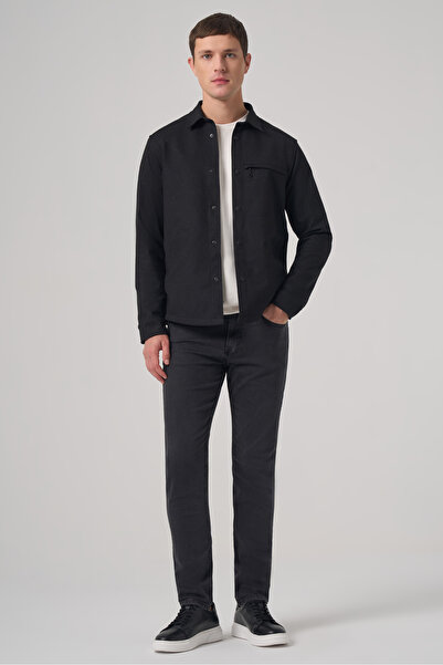 Morven Men's Black Polyviscon Trend Plain Dynamic Fit Worker Shirt Jacket