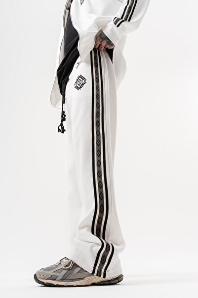 Respire Men's Stripe Detailed Winter Doubleface Baggy Sweatpants Ecru