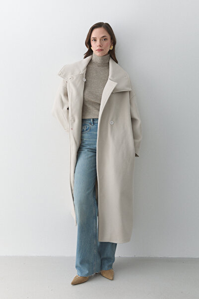 Laluvia Stone Vittoria Buttoned Collar Coat - 2511