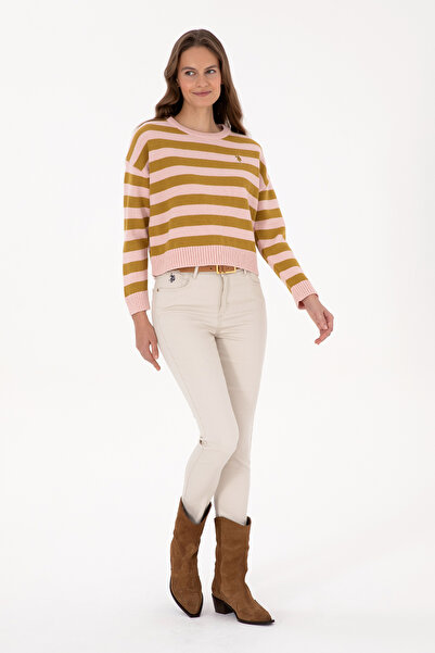 U.S. Polo Assn. Women's Powder Striped Crew Neck Sweater 50314653-Vr042