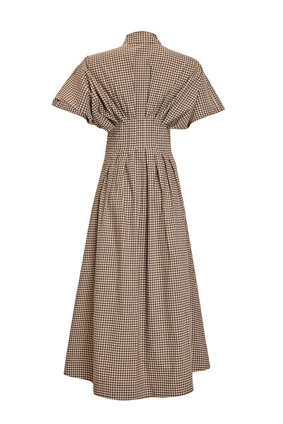Exquise Square Pattern Short Sleeve Waist Accent Regular Woven Shirt Dress