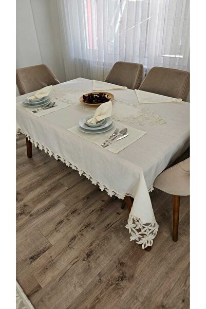 BRL ÇEYİZ HOME أطقم أدوات مائدة فاخرة من الكتان من جاردينيا 38 قطعة مع طقم خد...