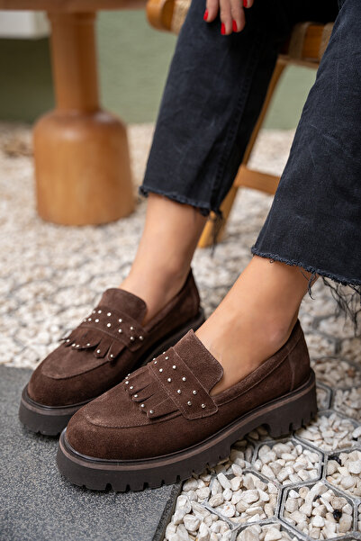 LAMİNTA Charles Bitter Brown Suede Trock Tassel Detailed Genuine Leather Loafer