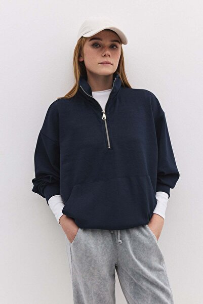 No Matter What Sweatshirt mit halbem Reißverschluss