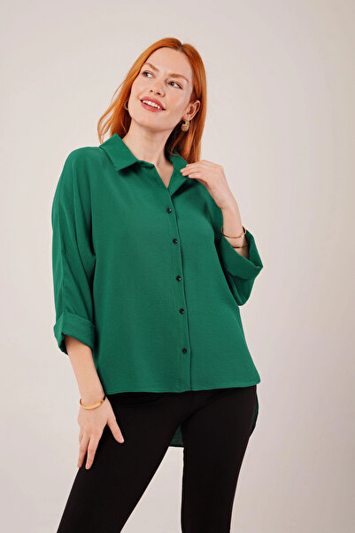 GENCULUS Smaragd Green Shirt with Sleeve Fold Detail