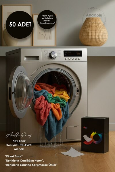 Anadolu Saray 50li Renk Ayırıcı ve Koruyucu Mendil Çamaşırda Renk Karışmasını...
