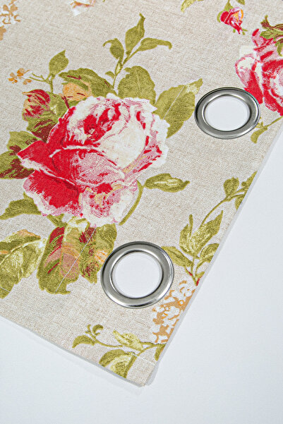 Premier Home Maira Ringed Background Curtain with Roses 140X270