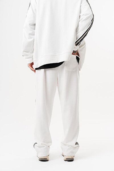 Respire Men's Stripe Detailed Winter Doubleface Baggy Sweatpants Ecru