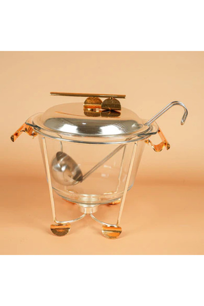 DIVA LADY Luxury white metal 4-liter round soup caddy with bowl and candle holder (Defalide)