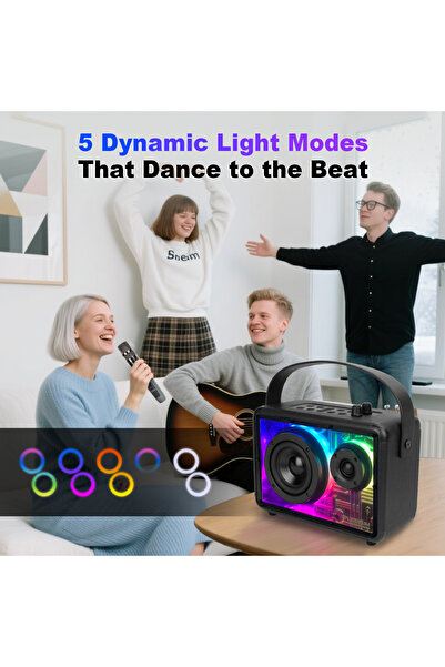 PLATINUM KARAOKE Apollo pro portable Karaoke speaker with 2 rechargeable wireless mic for adults and kids - Black