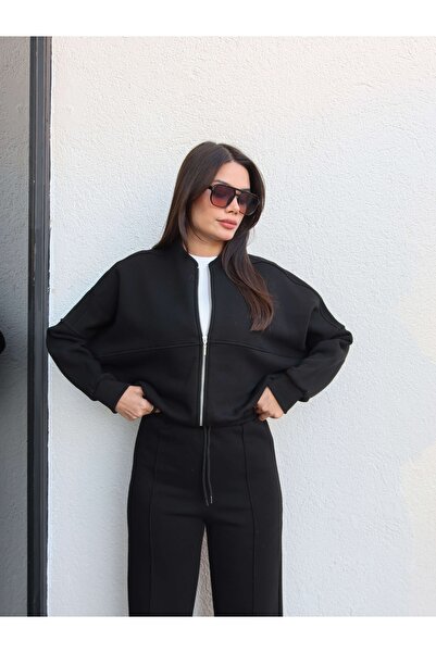 ESRAHELVACI Black Fleece-Lined Sweat Pants Set