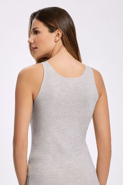 İlke 6 Pieces, Women's Tank Top, Melange Lace, Lace Collar Wide Straps, 92% Cotton & 8% Lycra