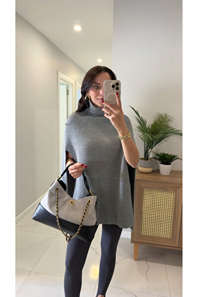 BİRCANÇİL Zorenn Gray Poncho Knitwear
