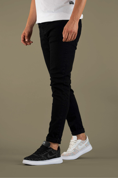 bombe Men's Slim Fit Lycra Nails Jeans Trousers Smoked