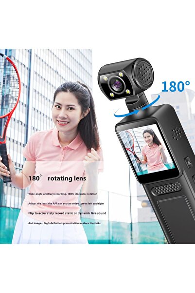 HYX Wearable 4K Body Camcorder, Compact 180° Rotating Lens, Portable Cycling Travel Sport Recorder