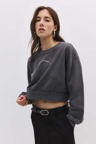 No Matter What Sweatshirt mit Steinverzierungen