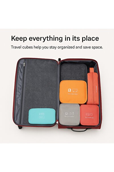 FONIX TravelPack Pro 7-Piece Luggage Organizer Set - Waterproof, Reusable, Multicolor