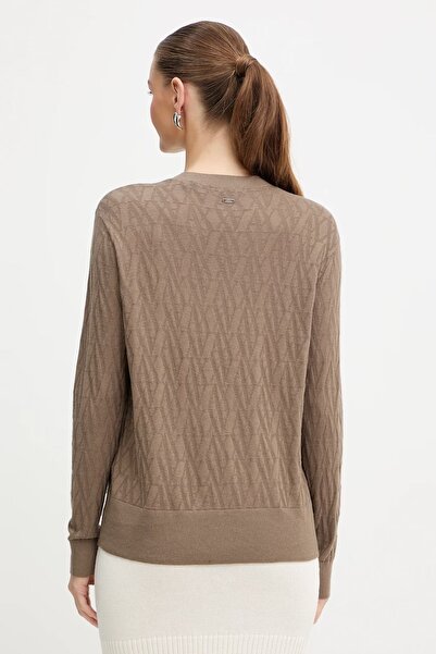 Armani Exchange Women's Regular Fit Round Neck Patterned Cotton Knitted Brown Sweater Xw001317 Af16619-F1039