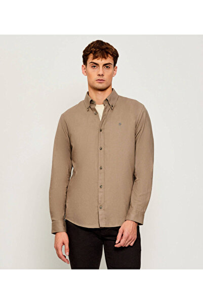 BOSS Men's Slim Fit 100% Cotton Long Sleeve Brown Shirt 50550583-245