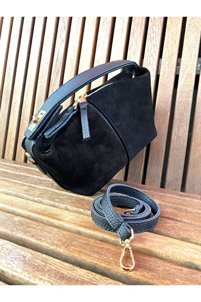 ABBRA Women's Real Suede Leather Small Bag with Hand Shoulder Strap and Lining
