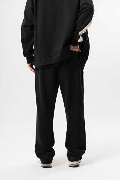 Respire Ανδρικό FFB παντελόνι φόρμας με ρίγες winter doubleface baggy μαύρο