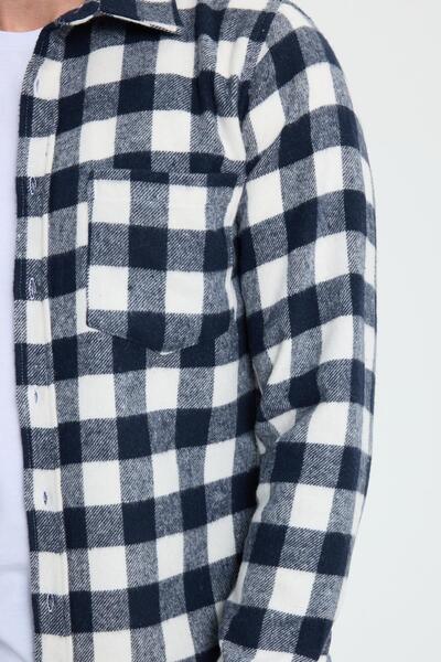 Tudors Men's slim fit long sleeve plaid checkered winter woodcutter shirt with pockets
